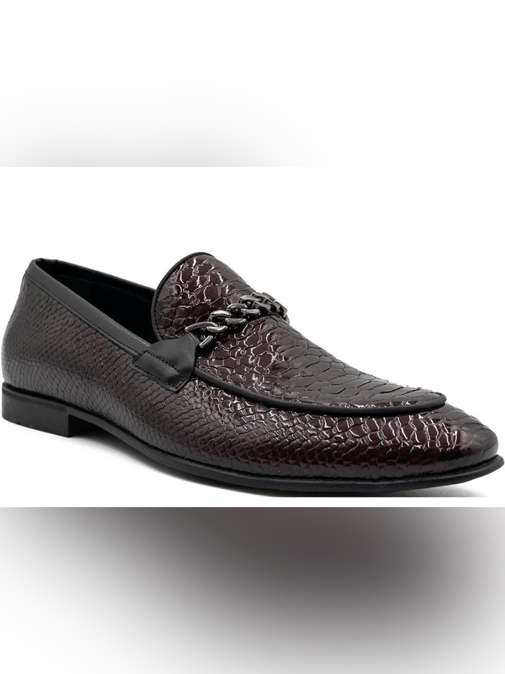 Men's Dark Brown Textured Leather Bit Loafers